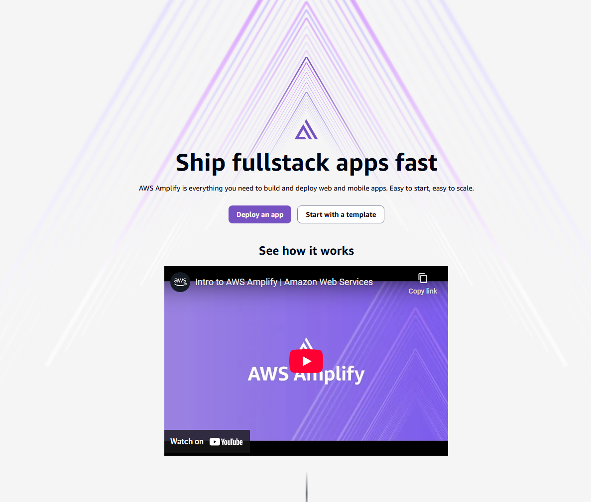 Amplify welcome screen - Deploy an app