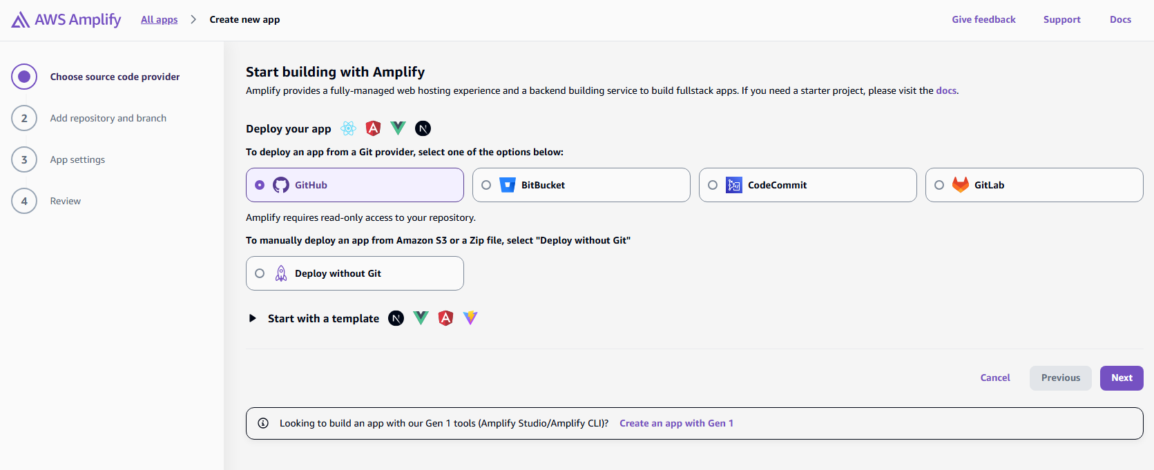 Connect GitHub to AWS Amplify