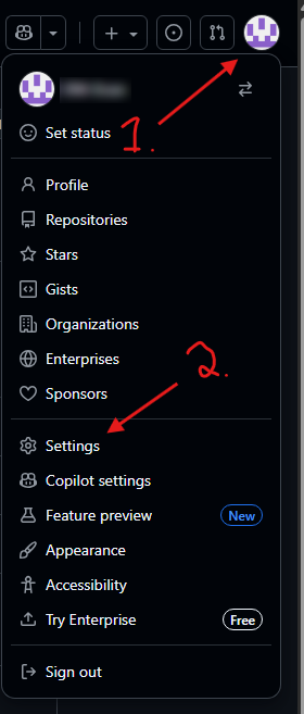 Create GitHub repository and open settings
